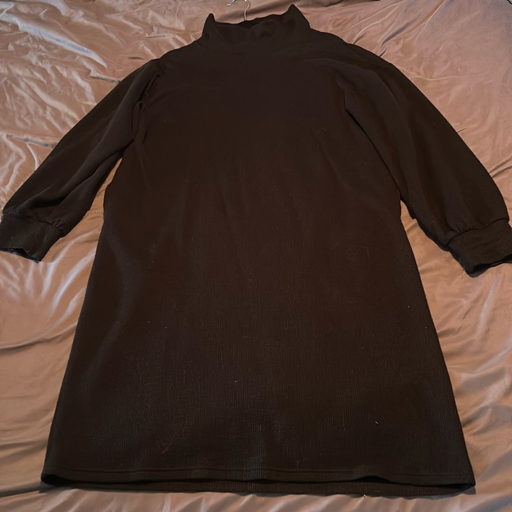 Smash + Tess black ribbed oversized turtleneck dress with pockets - EUC - Large